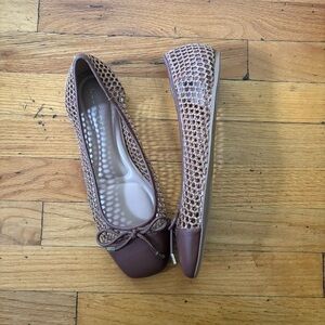 BCBG Brown Woven Net  Flats Size 10